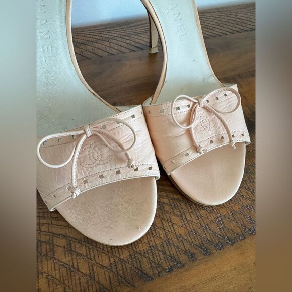 Chanel CC Logo Baby Pink Pastel Kitten Heels EU 39.5 US 9.5 Authentic Vintage - Picture 3 of 12